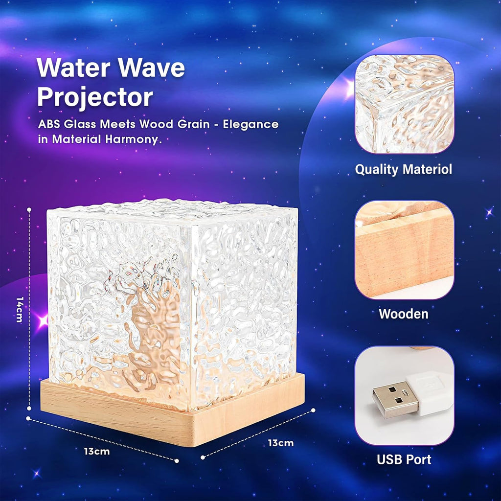 3D Ocean Wave Projector Lamp - Romantic LED Night Light Water Wave Effect