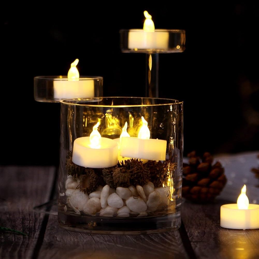 Plastic Flameless LED Tealight White Candles Smokeless Candles -12