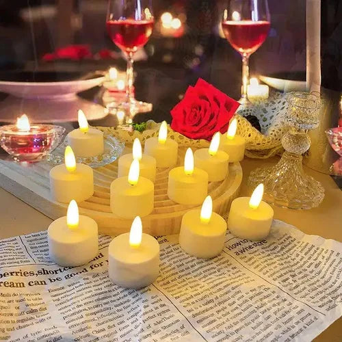 Plastic Flameless LED Tealight White Candles Smokeless Candles -12